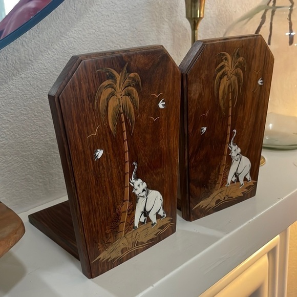 TEAK Elephant Book Ends bookends bookend - Picture 1 of 4